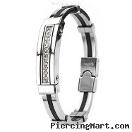 316L Stainless Steel & Rubber Bracelet/ Gems