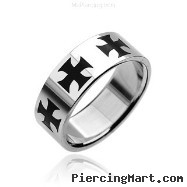 316L Stainless Steel Ring. Black Celtic Cross