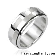 316L Stainless Steel Big Checker Center Spinner Ring