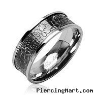 316L Stainless Steel Ring with Crocodile Skin Design Inlay