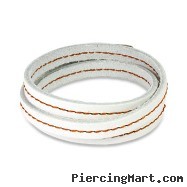 White Leather Triple Wrap Bracelet with Stitched Center Design