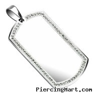 X-Large Size 316L Stainless Steel Gem Paved Dog Tag