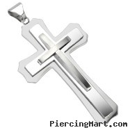 Stainless Steel Triple Cross Large Pendant