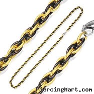 316L Stainless Steel IP Black and Gold Tri-Link Chain