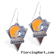 Mspiercing Sterling Silver Earrings With Official Licensed Pewter NFL Charm, Cleveland Browns