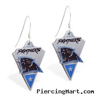 Mspiercing Sterling Silver Earrings With Official Licensed Pewter NFL Charm, Carolina Panthers