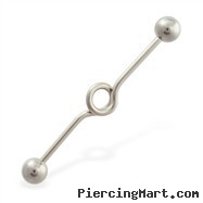 Industrial straight barbell with center loop, 14 ga