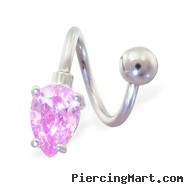 Twister Barbell With Pink Teardrop End, 14 Ga