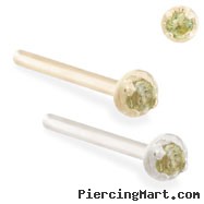 14K Gold customizable nose stud with 1.5mm Peridot gem