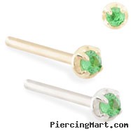 14K Gold customizable nose stud with 1.5mm Emerald gem