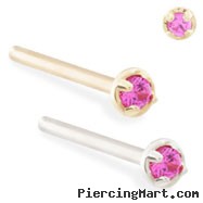 14K Gold customizable nose stud with 1.5mm Ruby gem
