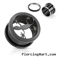 Black Titanium Anodized Screw-Fit Tunnel with Gecko