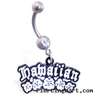 Belly ring with dangling "hawaiian" and flowers
