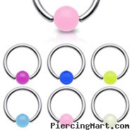 Captive bead ring with glow-in-dark ball, 16 ga