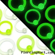 Glow-in-the-dark acrylic captive bead ring