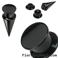 Pair Of 2-In-1 Interchangeable Black Acrylic Screw Fit Tapers