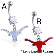 Belly ring with dangling bull