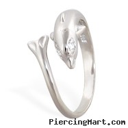 .925 Sterling Silver Dolphin Toe Ring