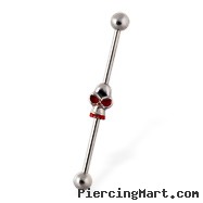 Industrial straight barbell with skull, 14 ga