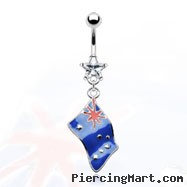 Belly ring with dangling Australian flag