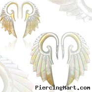 Pair of Hand carved mother of pearl angel wing tapers