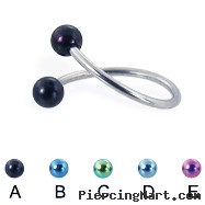 Twister barbell with colored balls, 16 ga