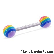 Rainbow tongue ring, 14 ga