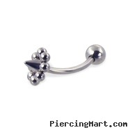 Ball and flower cone curved barbell, 16 ga
