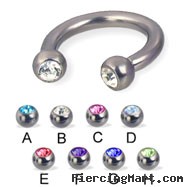 Titanium jeweled circular barbell, 10 ga