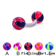Curved barbell with balloon balls, 12 ga