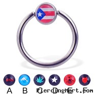 Captive bead ring with logo ball, 14 ga