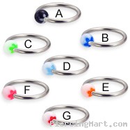 Captive bead ring with acrylic flower ball, 14 ga