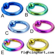 Titanium anodized captive bead ring, 8 ga