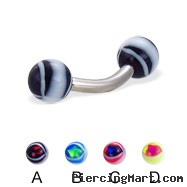 Eye ball curved barbell, 12 ga