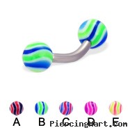 Wave ball curved barbell, 12 ga