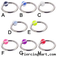 Captive bead ring with 4-section glitter ball, 14 ga