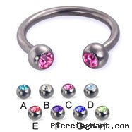 Titanium jeweled circular barbell, 12 ga