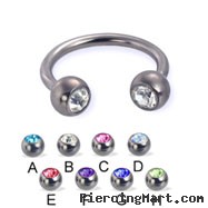 Titanium jeweled circular barbell, 14 ga