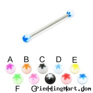 Long barbell (industrial barbell) with acrylic flower balls, 12 ga