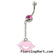Pink Lips Belly Button Ring