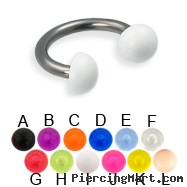 Acrylic half ball titanium circular barbell, 12 ga