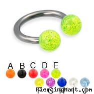 Glitter ball titanium circular barbell, 12 ga