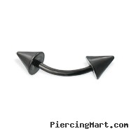 Black cone curved barbell, 16 ga