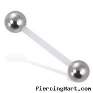 Bioplast Tongue Ring With Steel Balls, 14 Ga