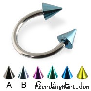 Colored cone circular barbell, 14 ga