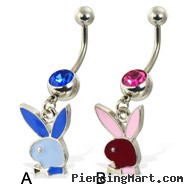 Pink playboy bunny belly button ring