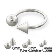 Steel ball and cone horseshoe ring, 14 ga