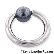 Hematite ball captive bead ring, 10 ga