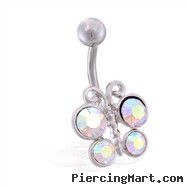 AB Jeweled butterfly belly ring