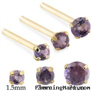 14K  Gold Long Customizable nose stud with Round Alexandrite
